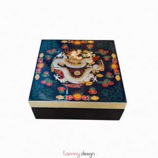 Hộp sơn mài Long Vân xanh navy 15x15x6 cm